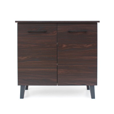 Wilnona Modern 3 Shelf Cabinet Walnut + Sanremo Oak Brown - Christopher Knight Home