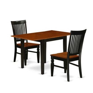 HomeStock 3-Pc Black and Cherry Finish Solid Wood Top Dining Table Set - 1 of 4