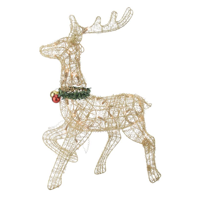 Northlight 25.5" Gold Lighted Prancing Reindeer Christmas Outdoor Decoration, 1 of 3