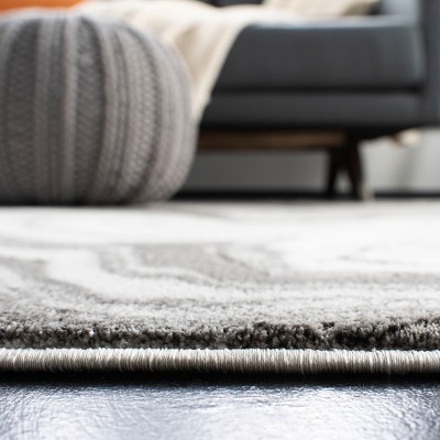 Elysian Swirls Abstract Runner Rug in Grey & Silver, 2'3" x 6'