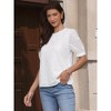 INSPIRE CHIC Women's Summer Puff Short Sleeve Crew Neck Eyelet Loose Tunic Blouses - 4 of 4
