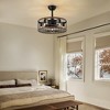 Ludomide 20'' Industrial Black Caged Ceiling Fan With Lights And Remote Control, Farmhouse Chandelier Ceiling Fan Lights - 2 of 4