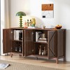 59" Sideboard Buffet Cabinet with Storage, Vintage Accent Storage Cabinet with 4 Doors, Farmhouse Coffee Bar Cabinets for Kitchen, Hallway, Entryway - 2 of 4
