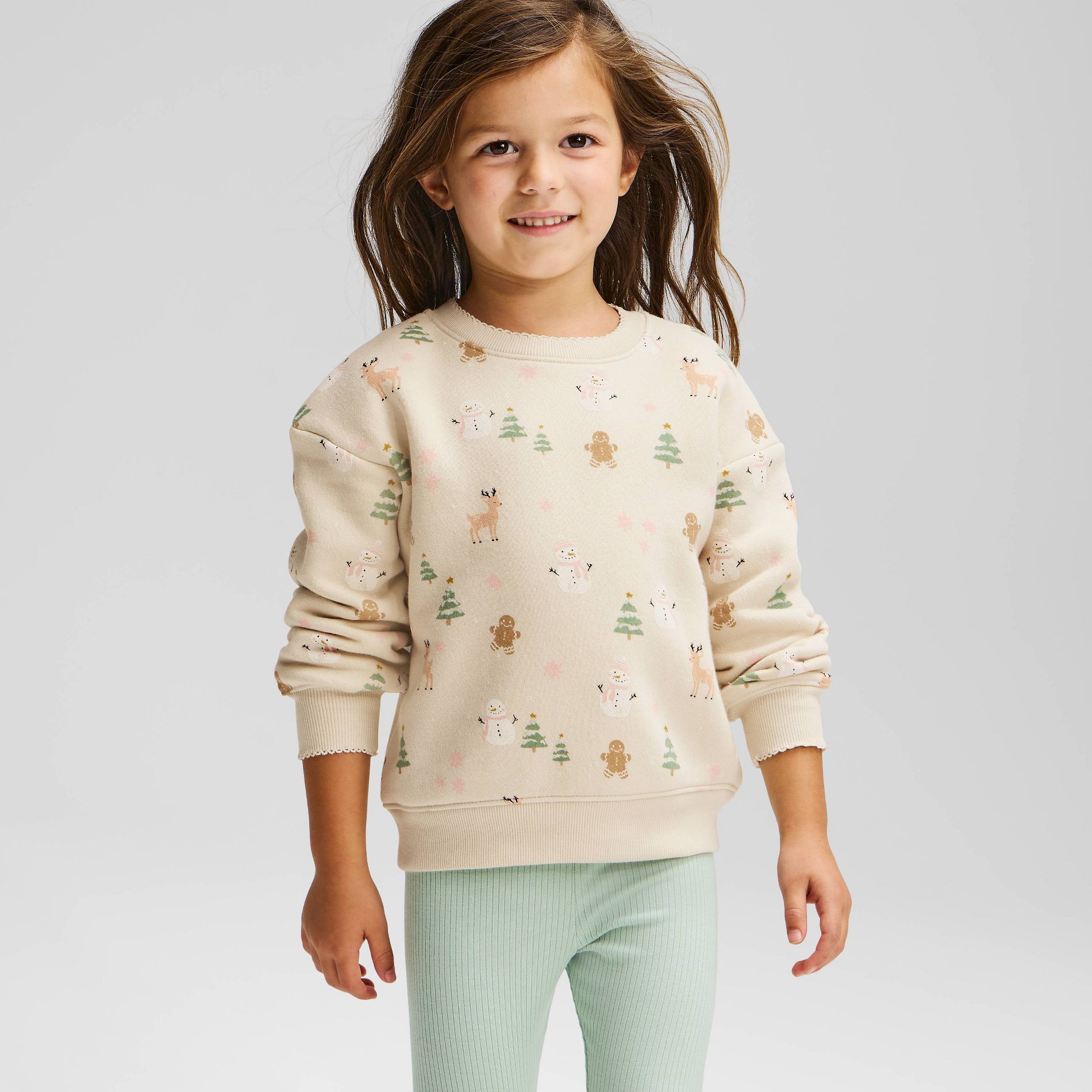 Baby and Toddler Girls' Crewneck Cozy Holiday Fleece Pullover Sweatshirt - Cat & Jack™