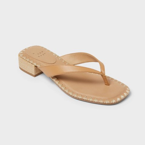 Женские туфли A New Day Women's Berkely Square Toe Thong Heels - A New Day™ Natural 7