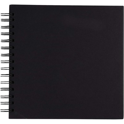 Paper Junkie Hardcover Scrapbook, Photo Album, Square Spiral Bound for DIY Craft, Wedding Guest Book, Black, 8"x8"