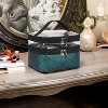 Makeup Bag Cosmetic Bag Travelling Double Layer Make Up Bag Organizer Medium Case for Women Girls Reusable Toiletry Bags(Dark Green) - 2 of 4
