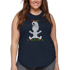 LA Pop Art Christmas Elf - Women's Word Art Tank Top - 1 of 4