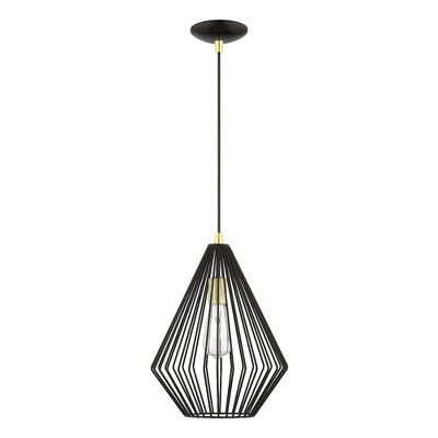 Livex Lighting Linz 1 - Light Pendant in  Shiny Black/Polished Brass
