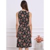 Allegra K Women's Floral Split Neck Drawstring Waist Sleeveless A-Line Summer Midi Dress - 4 of 4