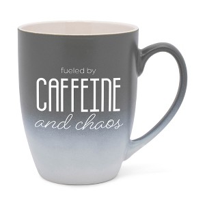 Elanze Designs Fueled By Caffeine And Chaos Two Toned Ombre Matte Gray and White 12 ounce Ceramic Stoneware Coffee Cup Mug - 1 of 4