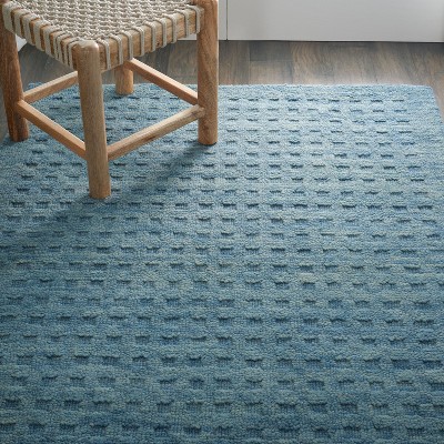 Artisan Denim Blue Handwoven Wool 4'x6' Rectangular Rug