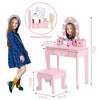 GustoWave Kids Vanity with Mirror and Stool, Girls Vanity with Touch Light and Wood Makeup Playset, Princess Vanity Table for Toddlers - 4 of 4