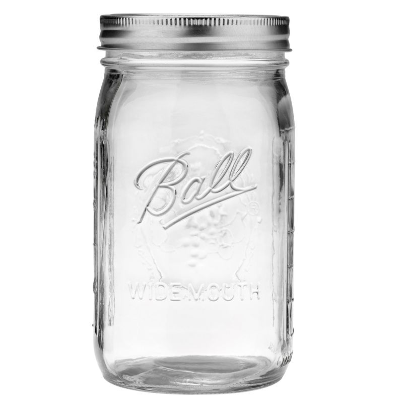 Ball 32oz 12pk Glass Wide Mouth Mason Jar with Lid and Band, 1 of 9