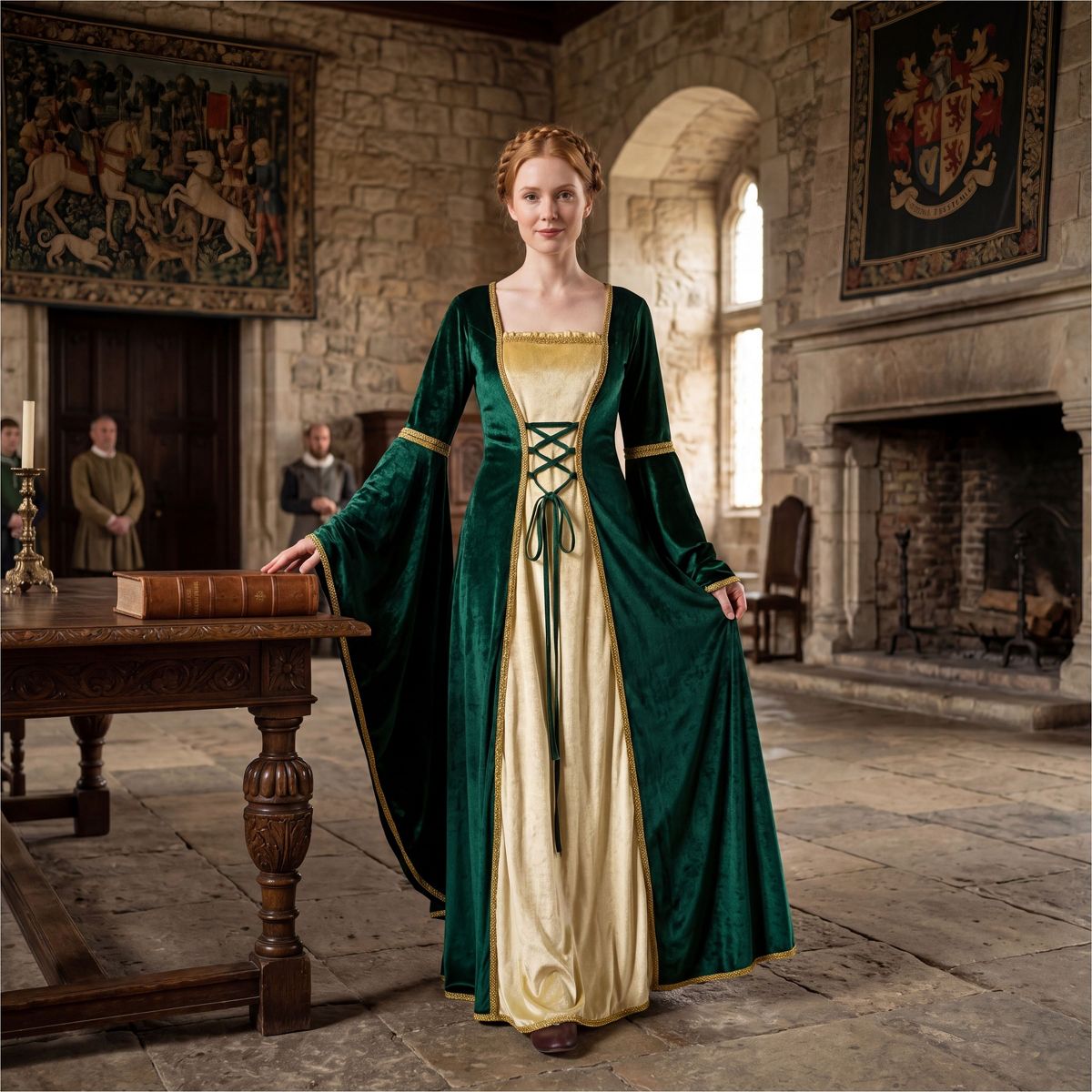 Joyfy Women's Halloween Costume Renaissance Costume, Women Velvet Medieval Dress, Adult Irish Renaissance Dress for Women Halloween Cosplay Party - thumbnail 6