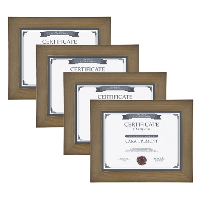 DesignOvation Museum Rectangle Wood Document Frame, 8.5x11, Rustic Brown