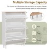 Narrow Tipping Bucket Shoe Cabinet, 3-Drawer Wood Grain Top with 3 Hooks, Adjustable Panel Hallway Rack - 2 of 3