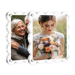 Unique Bargains Double Sided Fujifilm Mini Picture Acrylic Wavy Fridge Magnetic Frames 2 Pcs - 1 of 4