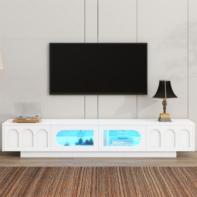 Modern TV Stand for TVs up to 95", Entertainment Center With Fluted Glass Doors, Media Console Table for Living Room Bedroom
