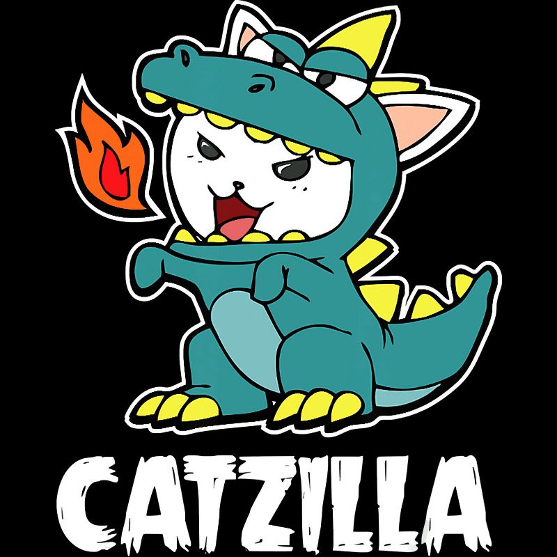Men's Design By Humans Catzilla Halloween Costume Dragon Monster Kitten Cats Lover By lenxeemyeu T-Shirt, 2 of 5