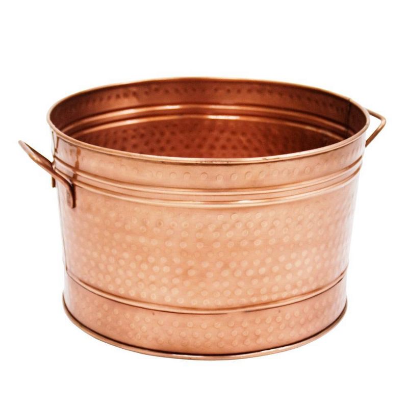 16.25&#34; Round Hammered Tub with 2 Side Handles Copper Plated - ACHLA Designs, 1 of 7