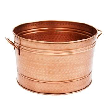 16.25" Round Hammered Tub with 2 Side Handles Copper Plated - ACHLA Designs