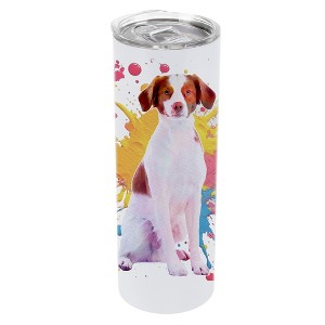 100 North 20 Ounce Stainless Steel On the Go Travel Tumbler With Push Top Lid, Brittany Spaniel Paint Splatter - 1 of 4