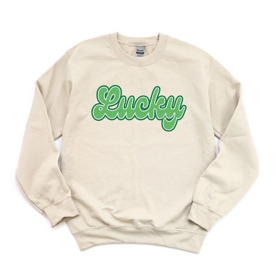 Simply Sage Market Women's Graphic Sweatshirt Green Lucky Cursive