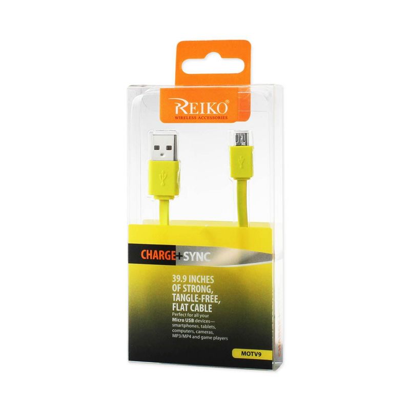 REIKO TANGLE FREE MICRO USB DATA CABLE 3.3FT IN - YELLOW, 3 of 4