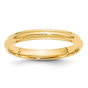 Black Bow Jewelry 2.5mm to 6mm 14K Yellow Gold Half Round Ridged Edge Standard Fit Band - 1 of 4
