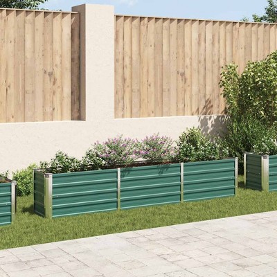 vidaXL Raised Bed Green Galvanized steel Large Durable Garden Planter