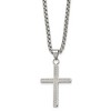 Chisel Stainless Steel Polished and Textured Cross Pendant on a 24" Box Chain Necklace - 2 of 2
