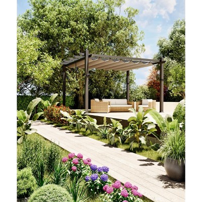 Aluminum Pergola w/ Retractable Canopy - Heavy-Duty UV-Resistant for Deck, Backyard