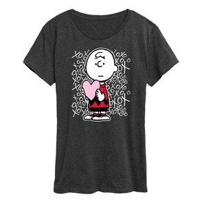 Women's - Peanuts - Charlie Brown Xoxo Short Sleeve Graphic T-Shirt - 1 of 4