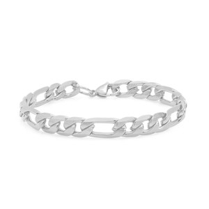 Steeltime Men's stainless steel accented figaro chain link bracelet. Color Options: Silver, Gold - 1 of 4