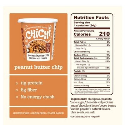 ChiChi Peanut Butter Chocolate Chip Instant Protein Hot Cereal Cup - 1.9oz