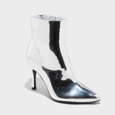 Silver pointed ankle clearance boots