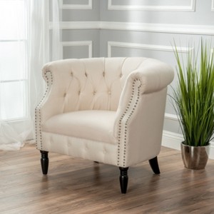 Modern Tufted Wooden Upholstered Arm Chair for Bedroom and living room-Christopher Knight Home - 1 of 4