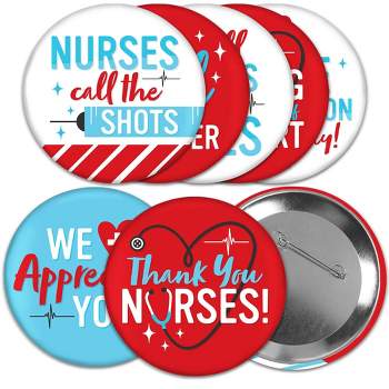 Big Dot of Happiness Thank You Nurses - 3 inch Nurse Appreciation Week Badge - Pinback Buttons - Set of 8