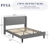 Coolmee Upholstered Full/Queen/King Bed Frame with Wingback Headboard, Velvet Upholstery Platform Bed, No Box Spring Needed, Wood Slats Support - 2 of 4