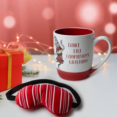 16oz Ceramic Dance Like Mug and Eye Mask Gift Set - Peppermint & Pine