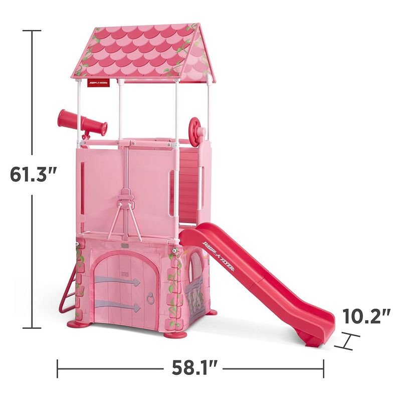 Radio Flyer Play & Fold Away Princess Castle, Portable Indoor/Outdoor Climbing Slide Fort Playhouse Playset Toy for Toddlers, Pink, 3 of 8