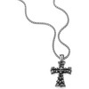 Mens Large Gothic Vintage Skulls Cross Pendant Necklace of Steel, Wheat Chain - 2 of 4