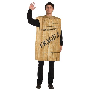 Imposta Costumes Adult Fragile Crate Costume Bodysuit Brown One Size - 1 of 1