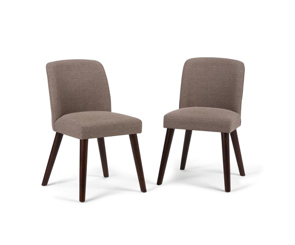 Adelia Dining Chair Set of 2 Fawn Brown Linen Look Fabric - Wyndenhall