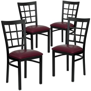 Flash Furniture 4 Pack Hercules Series Black Window Back Metal Restaurant Chair - 1 of 1