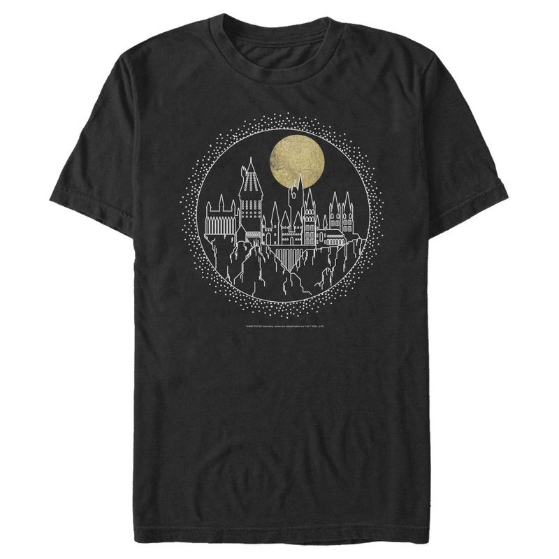 Men's Harry Potter Hogwarts Line Art Moonrise T-Shirt, 1 of 6