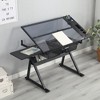 Tempered Glass Adjustable Drafting Printing Table with Chair - 4 of 4