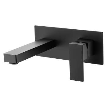 SUMERAIN Matte Black Wall Mount Bathroom Sink Faucet Vessel Faucet, Brass Rough-in Valve Included