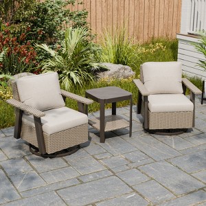 EAGLE PEAK Classic Wicker Patio Bistro Set of 3, Outdoor Furniture with 360° Swivel Rocker Chair and Side Table - 1 of 4
